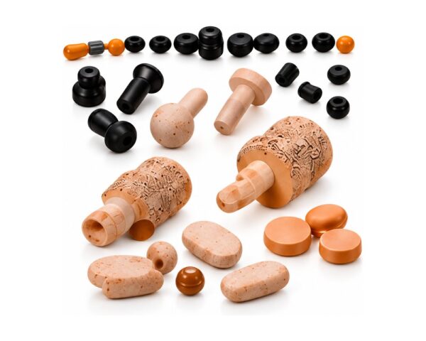 Replacement screw and crimp closures with PTFE, silicone and rubber septa for analytical instrument inlets.