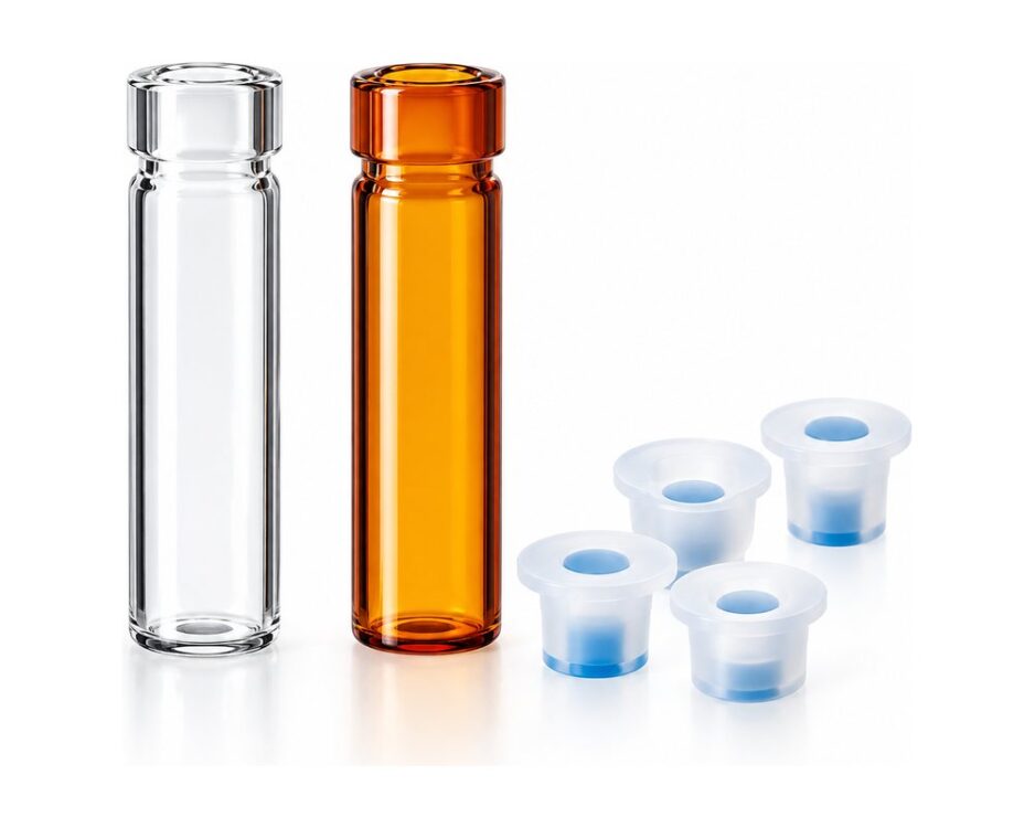 1 ml clear and amber shell vials with polyethylene snap plugs, for economical sample